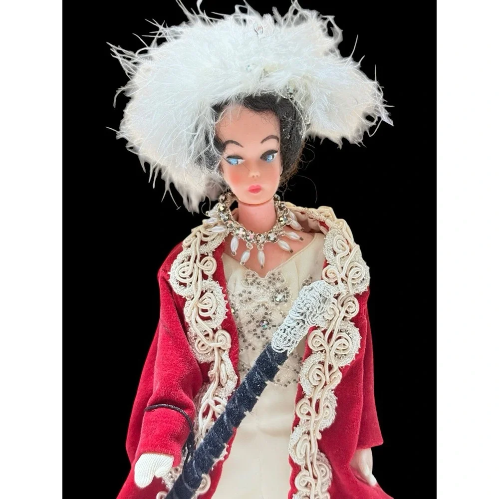 Vtg Barbie Clone Scarlet‎ O'hara In Red Velvet Curtain Dress & Beaded Gown
